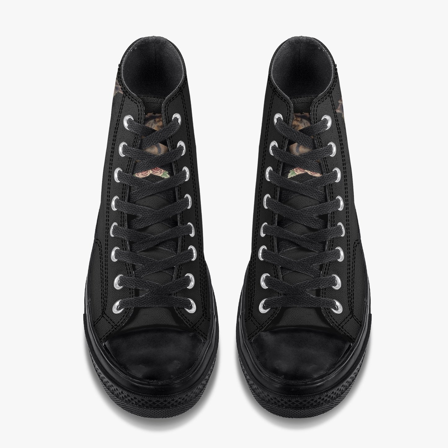 1047. High-Top Canvas Shoes - Black