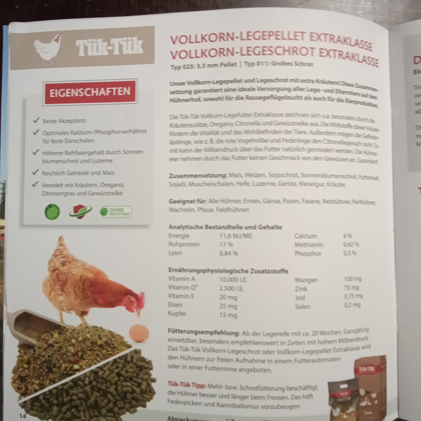 TükTük Vollkorn Legepellet Extraklasse 25Kg                                       T025      3,5mmPellet