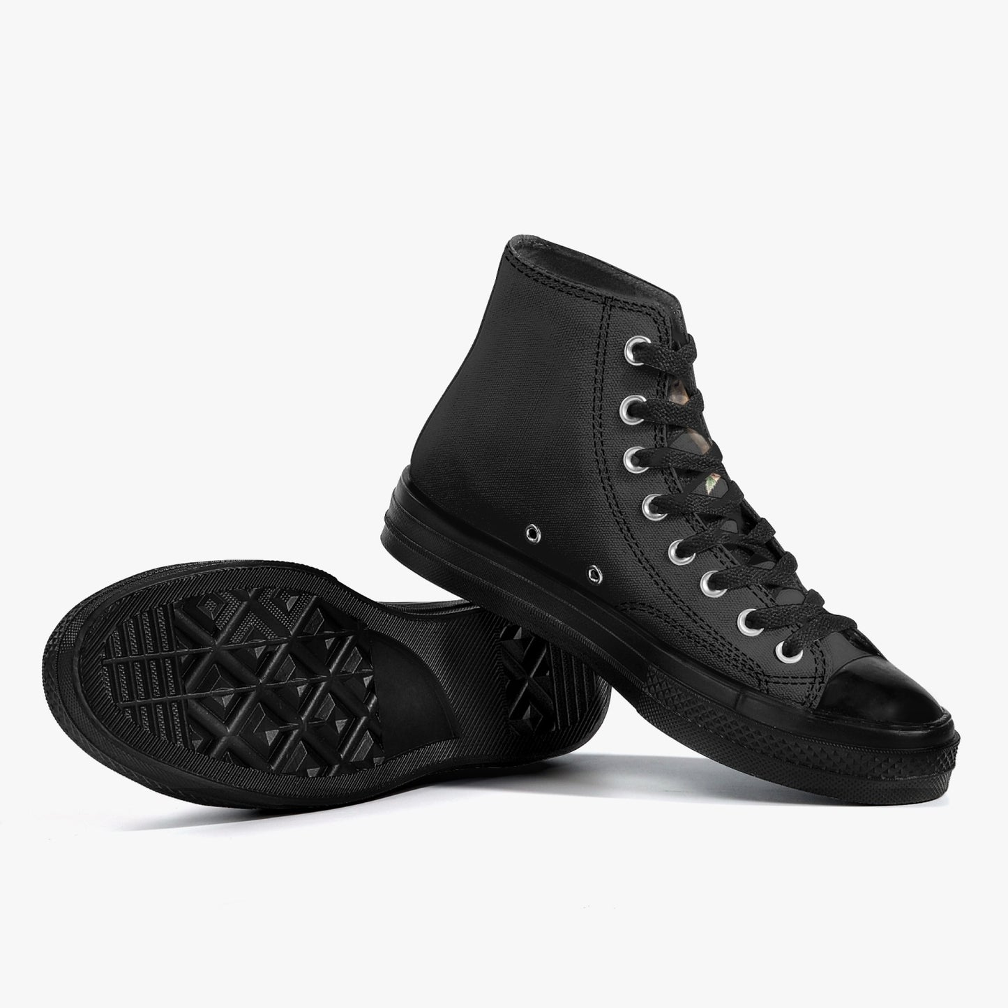 1047. High-Top Canvas Shoes - Black