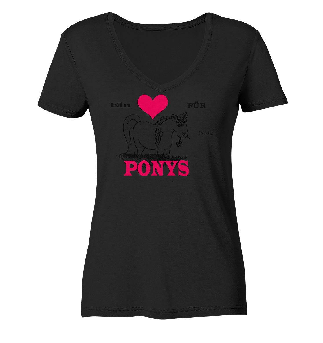 1 Herz für dicke Ponys - Ladies Organic V-Neck Shirt