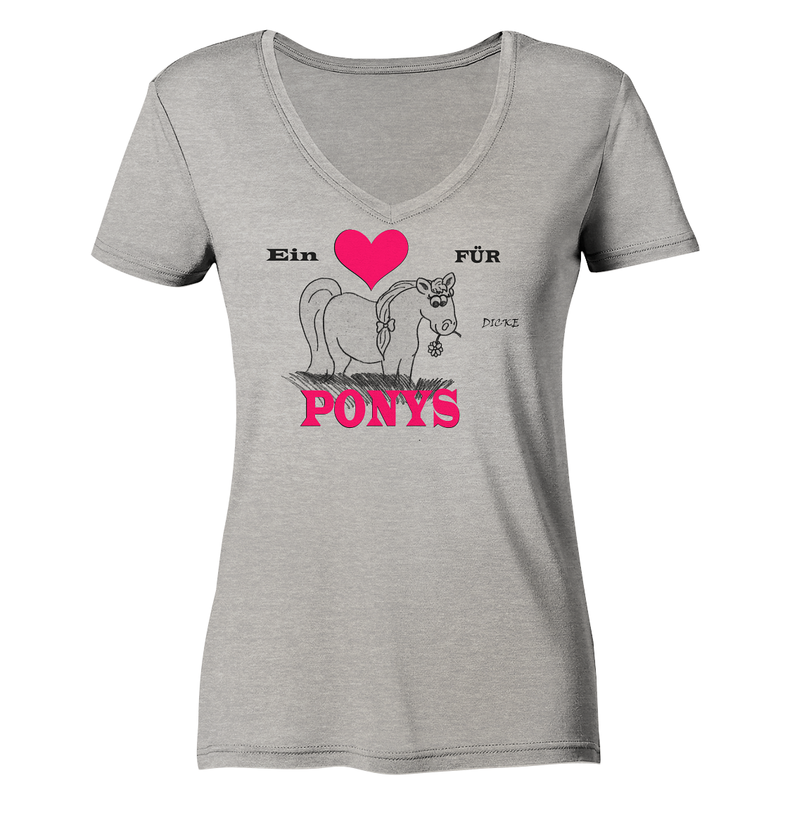 1 Herz für dicke Ponys - Ladies Organic V-Neck Shirt