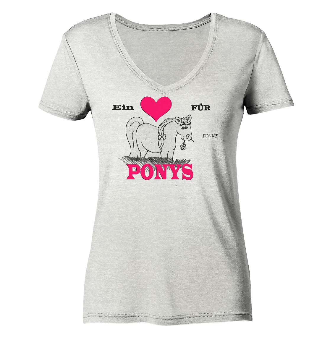 1 Herz für dicke Ponys - Ladies Organic V-Neck Shirt